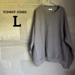 TOMMY JONES 【L】グレー クルーネック トレーナー 厚手