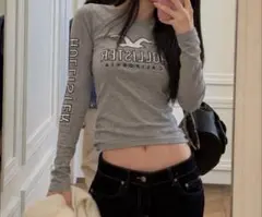 Hollister グレー ロングスリーブ Tシャツ