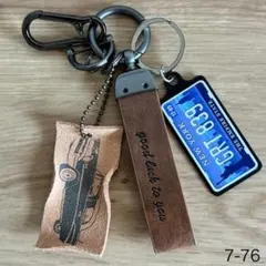 キーホルダー　カラビナ　ストリート　古着　アメカジ　シンプル　革タグ　アメリカ