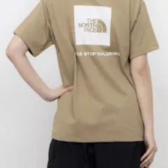 THE NORTH FACE ベージュ 半袖Tシャツ スクエアロゴ入り　Ｍ
