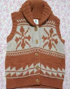 ニコランド　カウチンベスト 　ウール100％