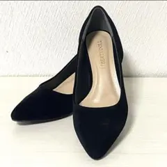 Mサイズ 黒のスエード ポインテッドトゥ ハイヒール パンプス