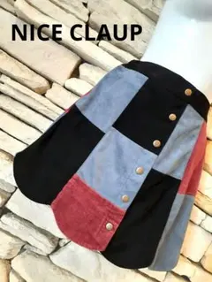 Y2K【NICE CLAUP】レイヤードスカート　スカラップパッチワーク　レトロ