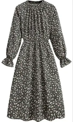 80 女性ヴィンテージフローラルプリントシフォンAラインロングドレス自由奔放