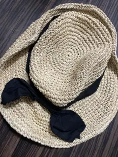 レイビームス　麦わら帽子　ストローハット　リボン