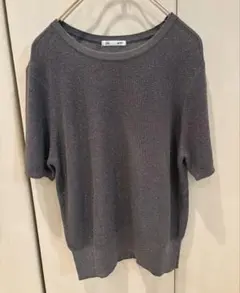 GU ラメニット 半袖 サマーニット グレー キラキラ 上品