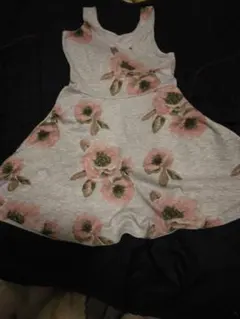 グレー 花柄 ノースリーブ ワンピース