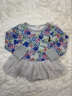 【日本製/100】KP ニットプランナー 花柄 チュール トレーナー チュニック