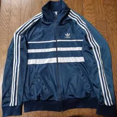 【希少】80s adidas アディダス ジャージ ネイビー 刺繍ロゴ USA製