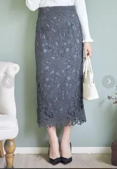 tocco closet トッコ カットワークフラワースカート チャコールグレーのサムネイル