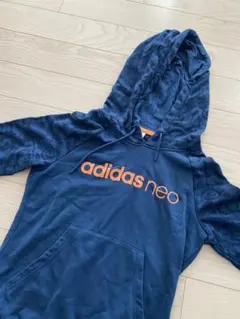 adidas neo ネイビー フード付きパーカー