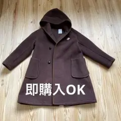 DANTON ウールモッサ　フード付きロングコート 36 ブラウン