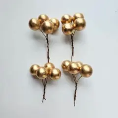 ゴールド　大　パールボール　造花　実　パールベリー　パールピック　ハンドメイド