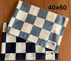 サッカーボールタグ付ブロックチェック★単品ランチョンマット２枚セット40×60