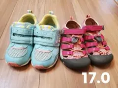 【17.0㎝ セット売り】ムーンスター スニーカー／KEEN キッズサンダル