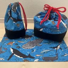 海の生き物(ライトブルー)⭐️お弁当袋セット