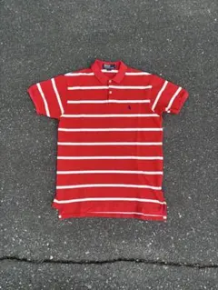 Polo Ralph Lauren USA製 ボーダーポロシャツ 赤白 M