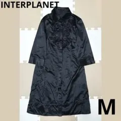 黒いシャツワンピース 七分袖　インタープラネットのサムネイル