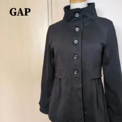 GAP　ギャップ　スタンドカラーAラインコットンミドルコート　黒　レディース　Sのサムネイル