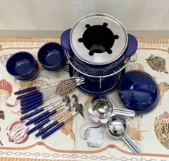 新品　フォンデュ鍋 セット ネイビーブルーのサムネイル
