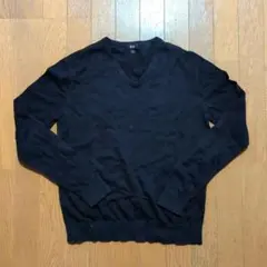 UNIQLO カシミアコットン Vネックニット ブラック М
