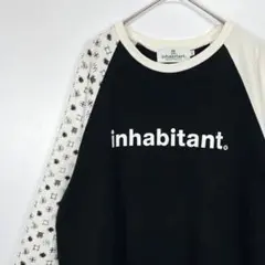 インハビタント inhabitant ラグランTシャツ　七部袖　黒 白のサムネイル