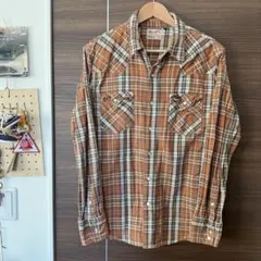 Wrangler ウエスタンチェックシャツ Lサイズ ブラウン アメカジ