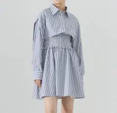 ストライプシャツ＆ミニワンピースセット 長袖