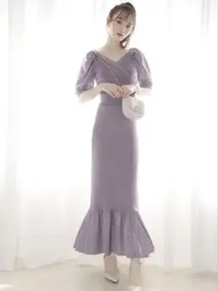 インナー付き異素材カシュクールロングニットワンピース［rut561］ GRL