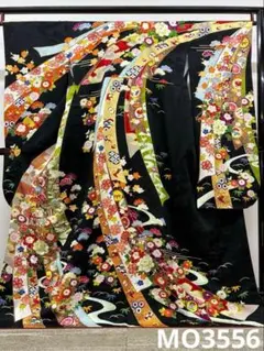 振袖 仮絵羽 青柳 刺繍 金駒 金彩 正絹 未仕立て品 八掛付き MOK655 