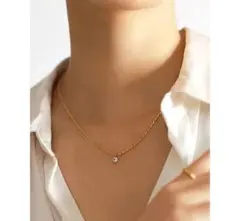 ジルコニアダイヤモンド 残り１ハーフチェーン サージカルステンレス ネックレス