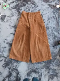 ブラウン コーデュロイ ワイドパンツ　ガウチョパンツ　ハイウエスト