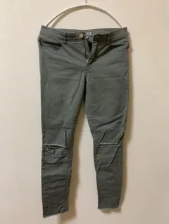 H&M カーキ ダメージスキニーパンツ 子供服 150 152 美品