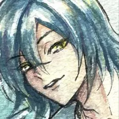 アナログ　原画　水彩　創作　男の子　手描き　トレカサイズ