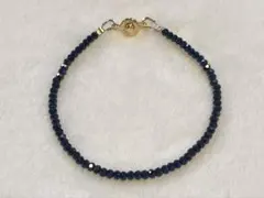 宝石質ブラックスピネル AAA ボタンカットビーズ ブレスレット17.5cm