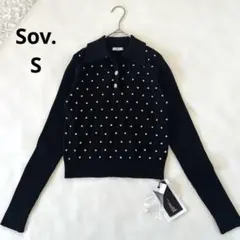 【Sov. ソブ】ビジュー付き スキッパーニット ケーブル 定価38500円 Sのサムネイル
