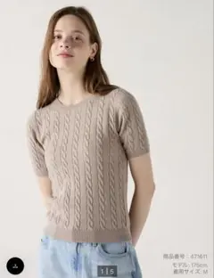 ユニクロ　WOMEN ケーブル　クルーネックセーター　半袖　Mサイズ