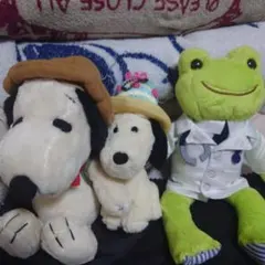 スヌーピーとカエルのぬいぐるみセット