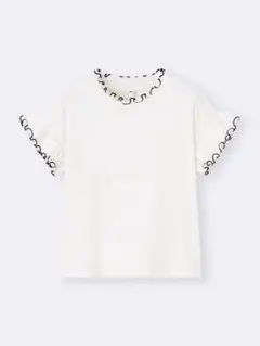 新品 GU GIRLSリブメローT 半袖 オフホワイト 120