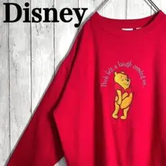 【人気】ディズニー　刺繍ビックロゴ　プーさん　スウェット　ビックシルエット　古着