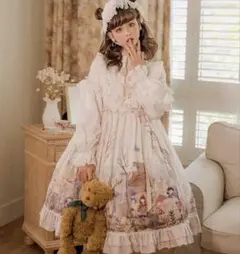 ロリータ　ワンピース　白　森ガール　ハロウィン衣装　かわいい