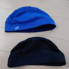水泳帽 2点 青 黒 フリーサイズ