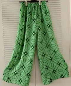 着物パンツ　絞り　グリーン　美品　ハンドメイド