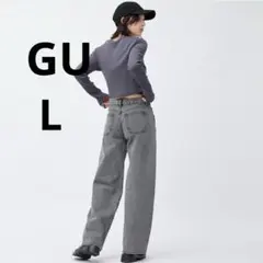 GU ローライズバギージーンズデニムパンツ　ワイドパンツ　L