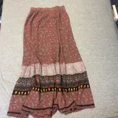 森ガール Y2k 花柄ピンクロングスカート フェアリーグランジ