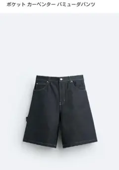 ZARA ポケットカーペンターバミューダパンツ デニムショーツ EUR 36のサムネイル