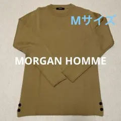 ベージュ 長袖 ニットセーター サイドボタン