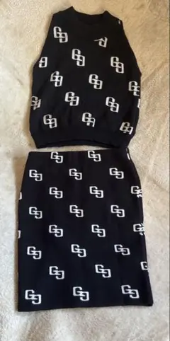 GG pattern アメスリニットトップス　タイトニットスカート　セットアップ