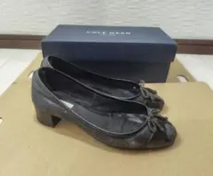 【未使用】 レペット リボン パンプス ヒール ブラック 23.5 フランス製 ビッグリボン 3cmヒール パンプス （ブラック ベルベット