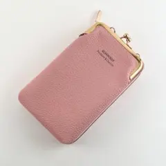 【大人気】ピンク 桃色 スマホ ショルダー ポーチ 財布 がま口 レディース